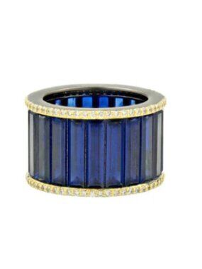 Freida Rothman Midnight Blue Baguette Cigar Band Size 10 - NWT $395 MSRP